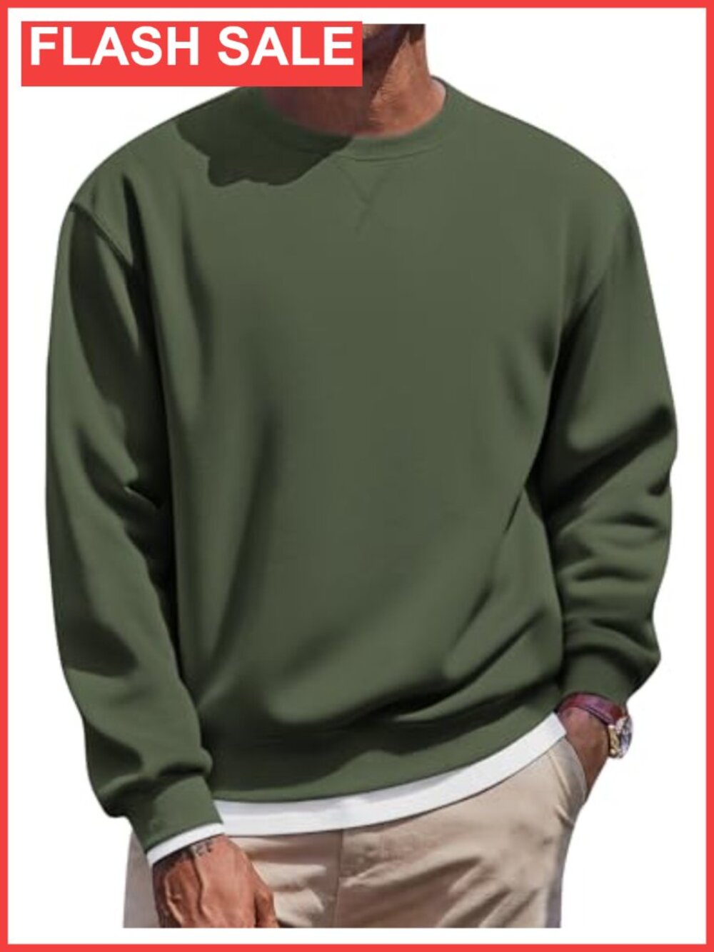 Men's Fleece Crewneck Sweatshirt Long Sleeve Pullover Warm Winter Casual